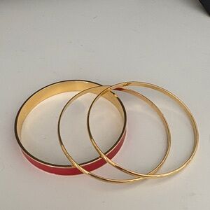 Elegant Gold and Red Bangle Set